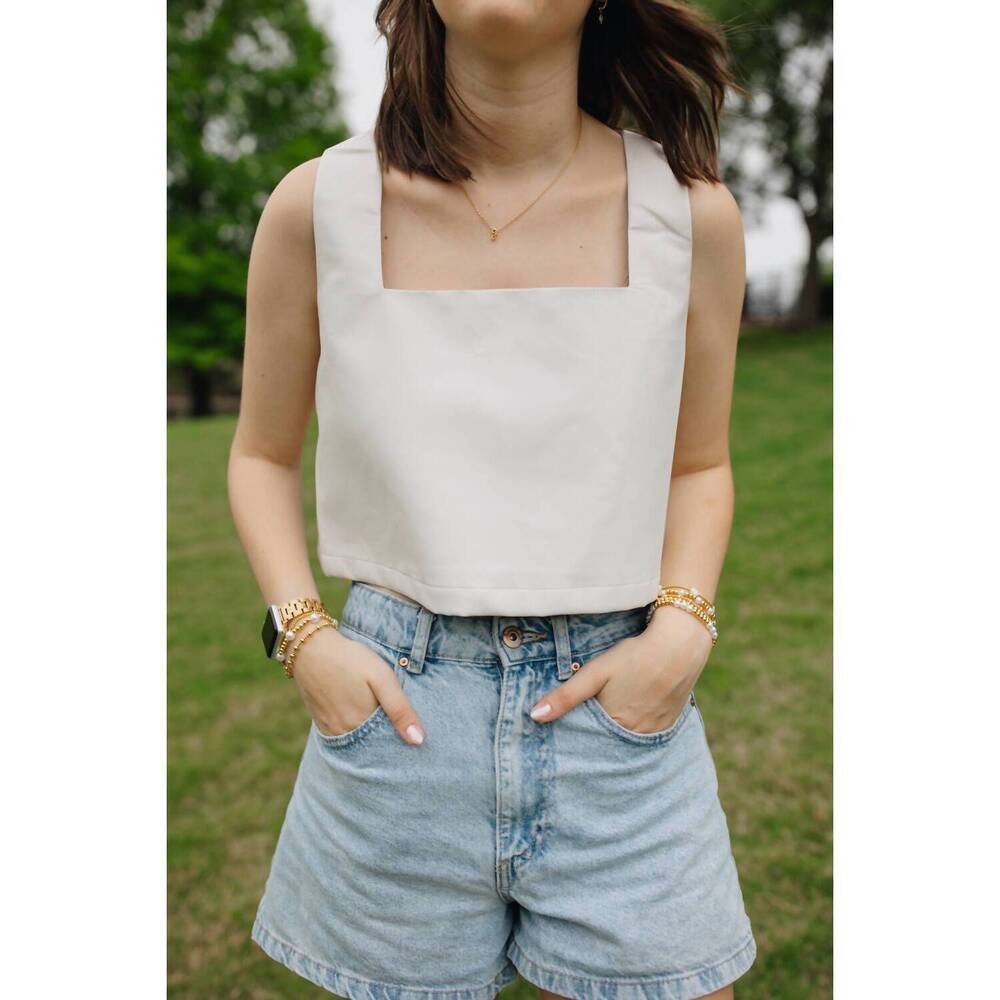 NEW BUDDYLOVE manning vegan leather cropped tank top in white